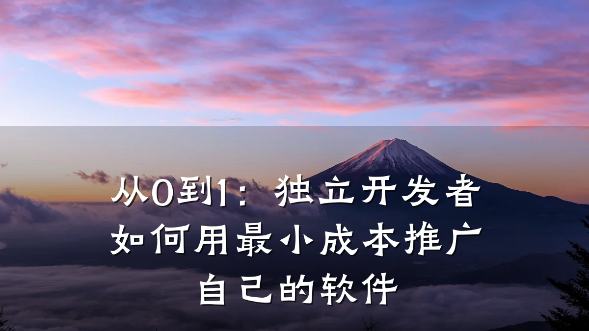 从0到1:独立开发者如何用最小成本推广自己的软件
